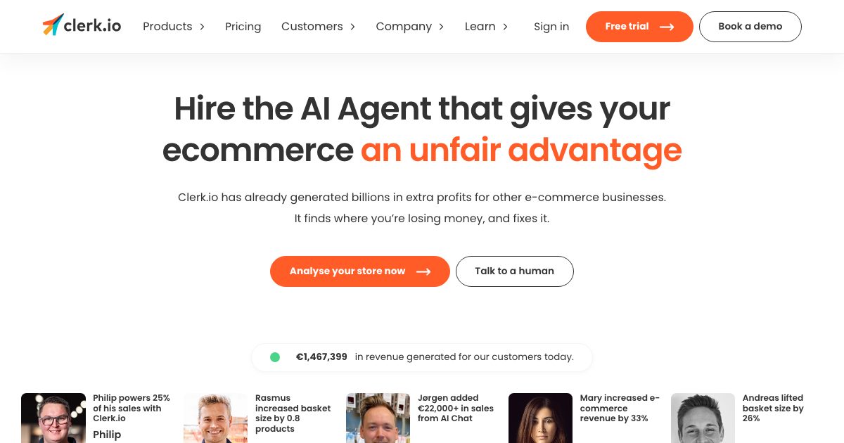 Clerk.io screenshot