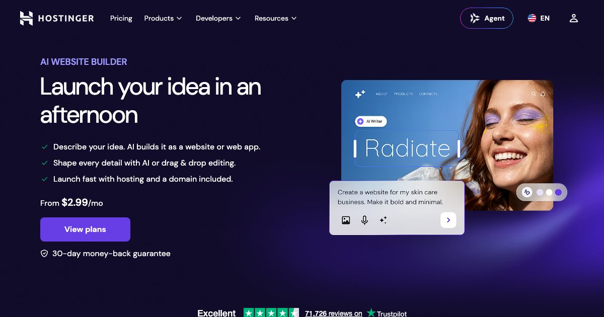 Hostinger AI Website Builder screenshot