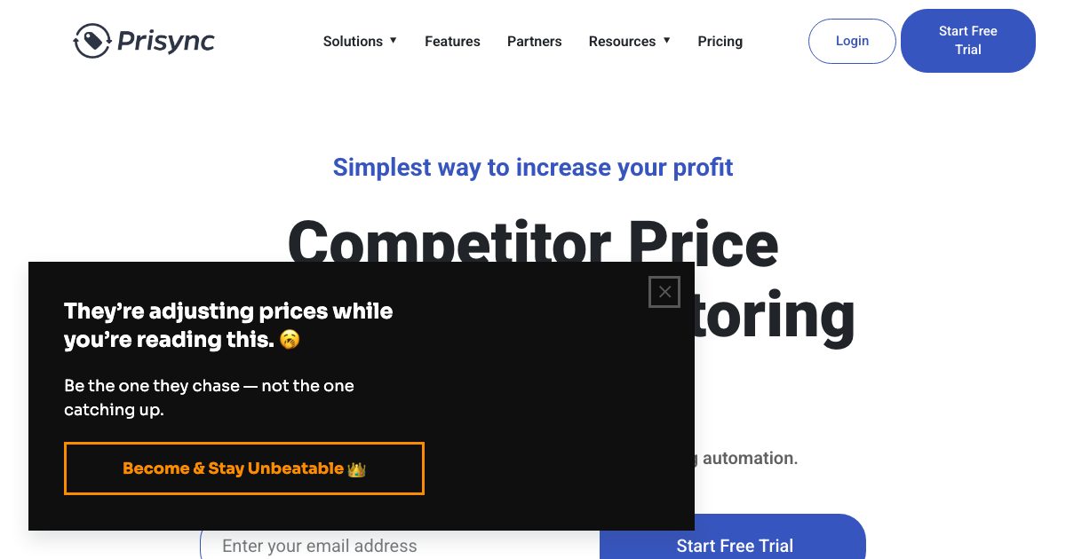 Prisync screenshot
