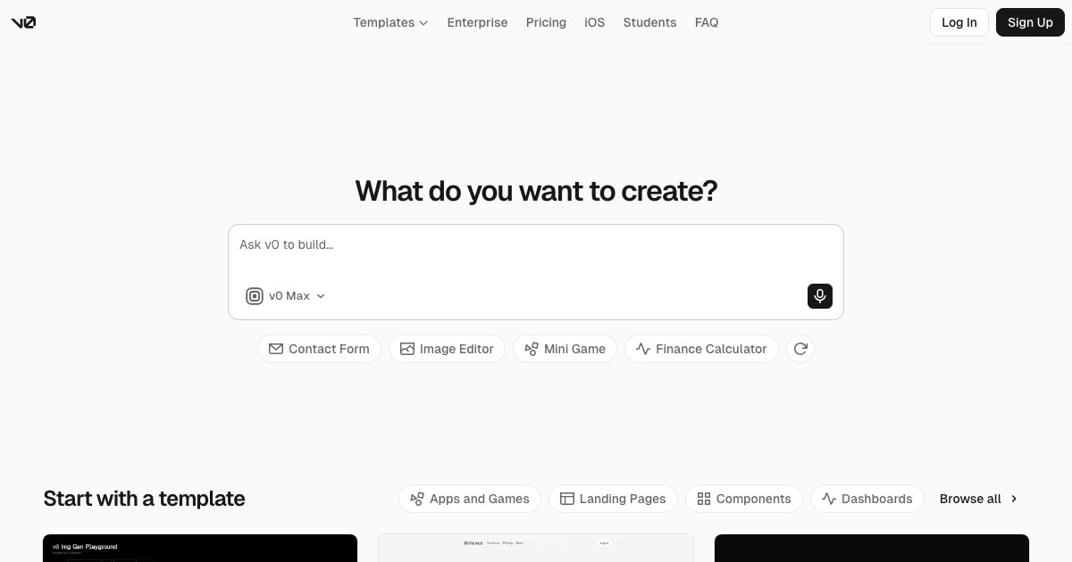 v0 by Vercel screenshot