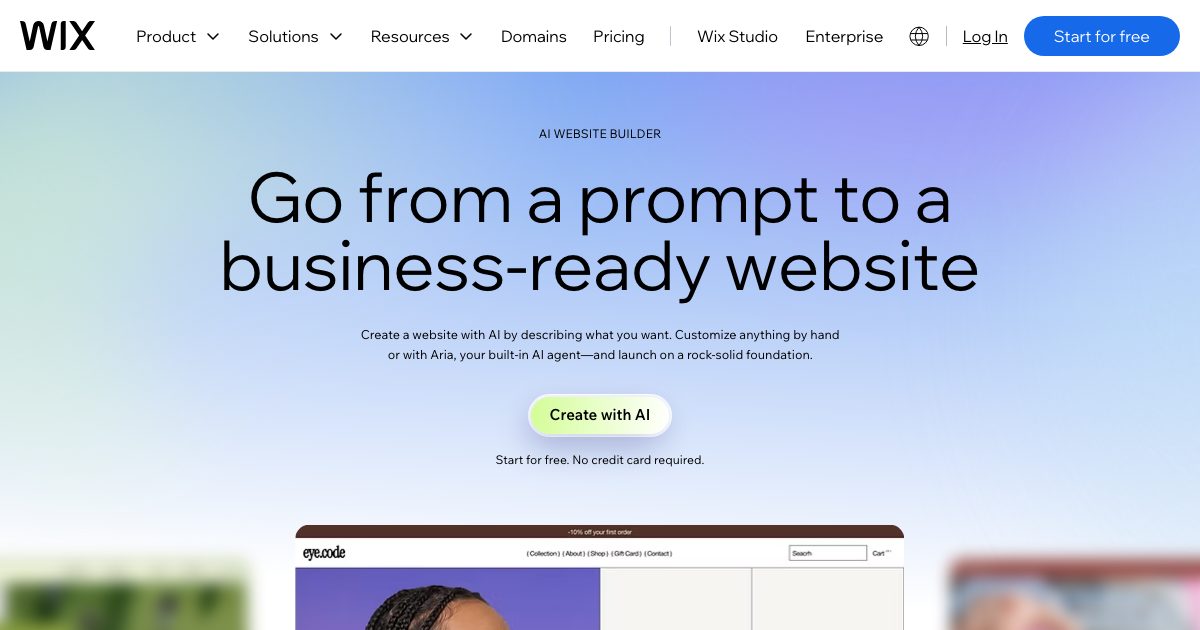 Wix AI screenshot